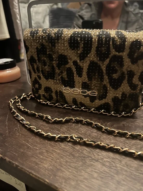 NWT Bebe Meara Crystal Leopard Crossbody - Wallet on Chain DEADSTOCK - Picture 5 of 12
